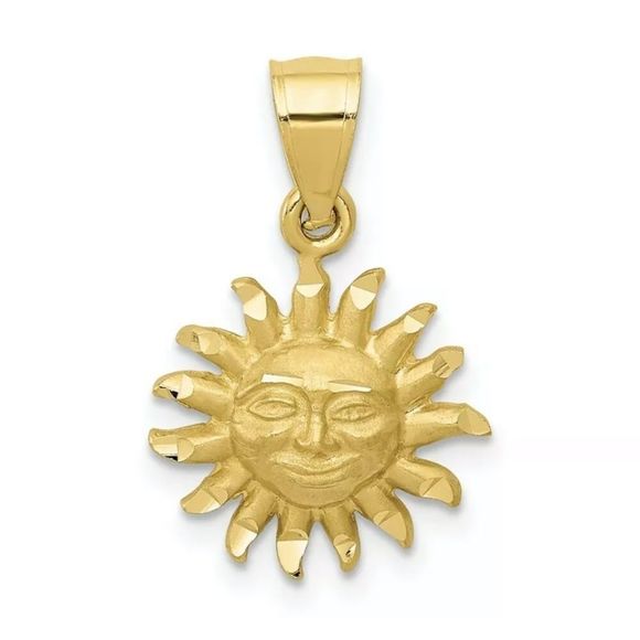 Real 10K Gold Sun Smiling Sunshine Charm Pendant - Picture 1 of 2
